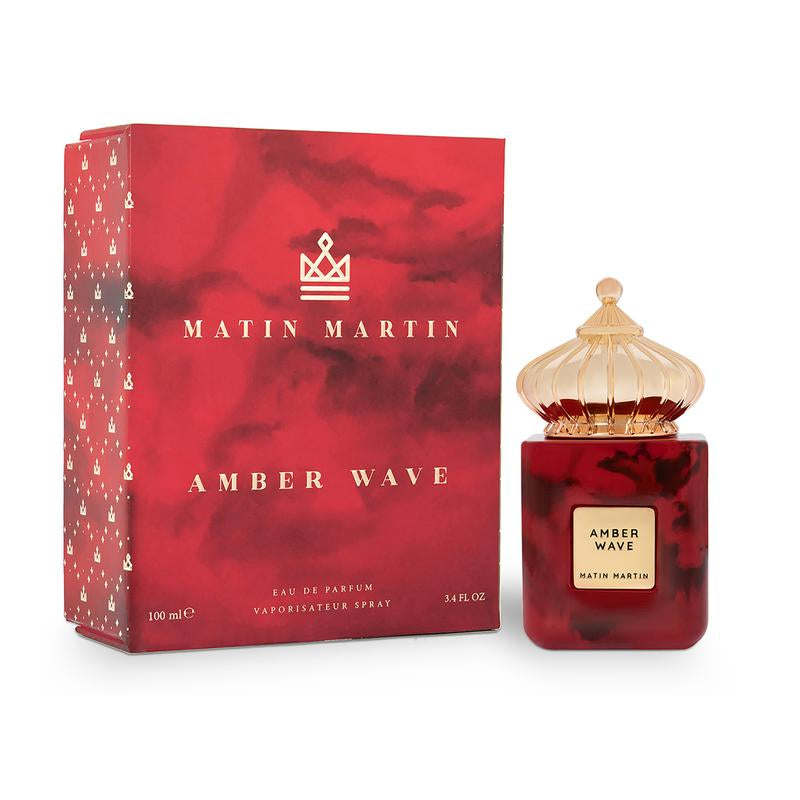 Matin Martin Amber Wave - Amber Woody Fragrance for Women and Men - Perfume for Men with Leather Notes - Arabian Perfume for Women - Unisex - 3.4 Oz Huda Perfume