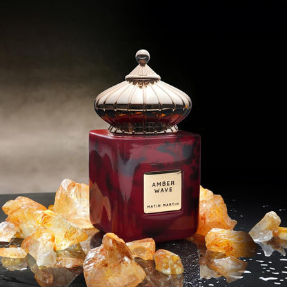 Matin Martin Amber Wave - Amber Woody Fragrance for Women and Men - Perfume for Men with Leather Notes - Arabian Perfume for Women - Unisex - 3.4 Oz Huda Perfume